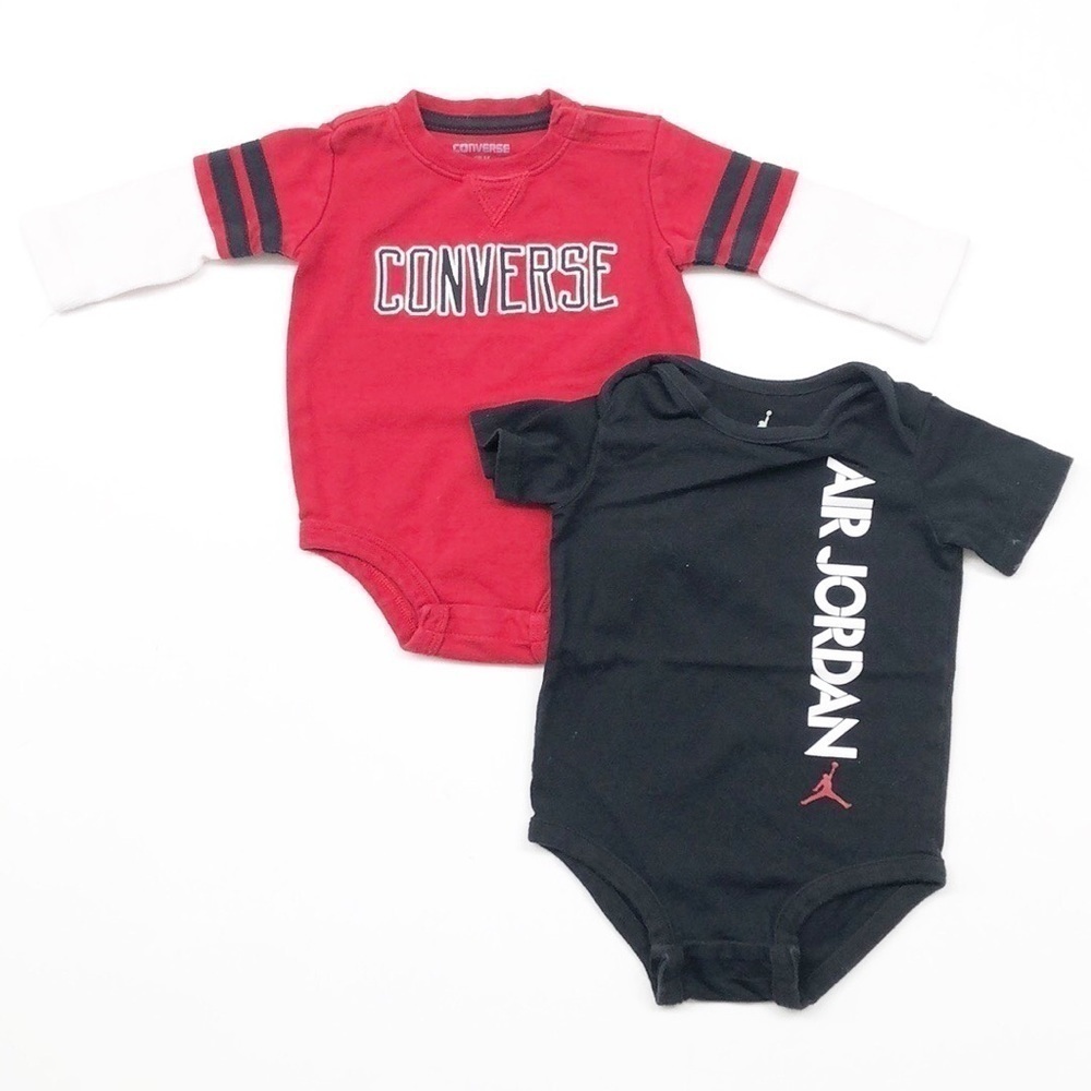 Converse red long sleeve bodysuit + Air Jordan black bodysuit